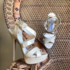 Jimmy Choo nude patent leather heels 4.5